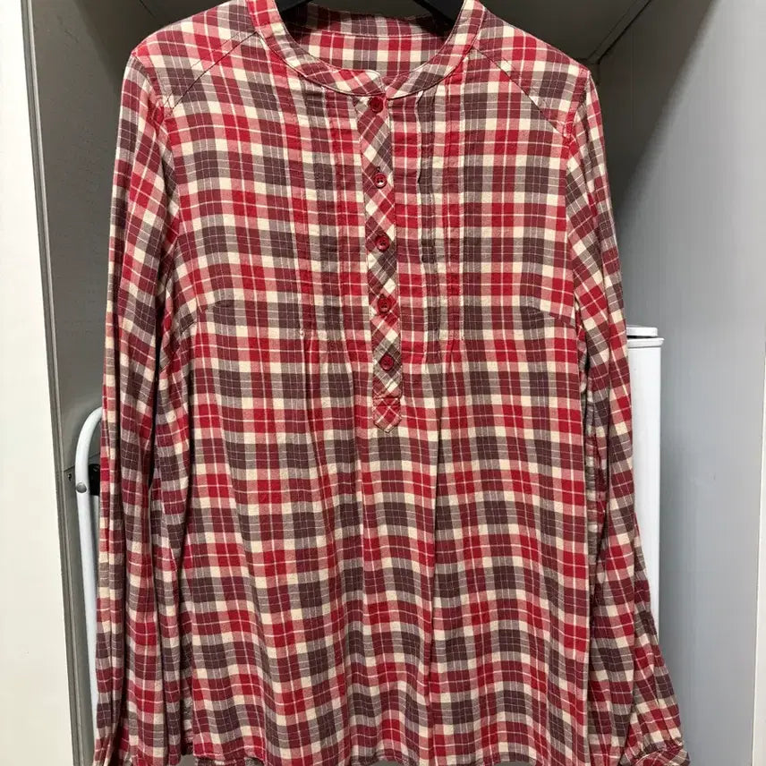 [BUNJANG] Red Check Blouse / 레드 체크 블라우스
