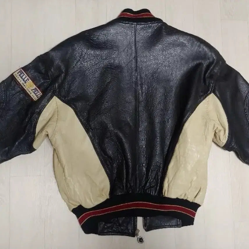 [BUNJANG] Pelle Pelle Leather Varsity Jacket / 펠레펠레 가죽자켓 바시티