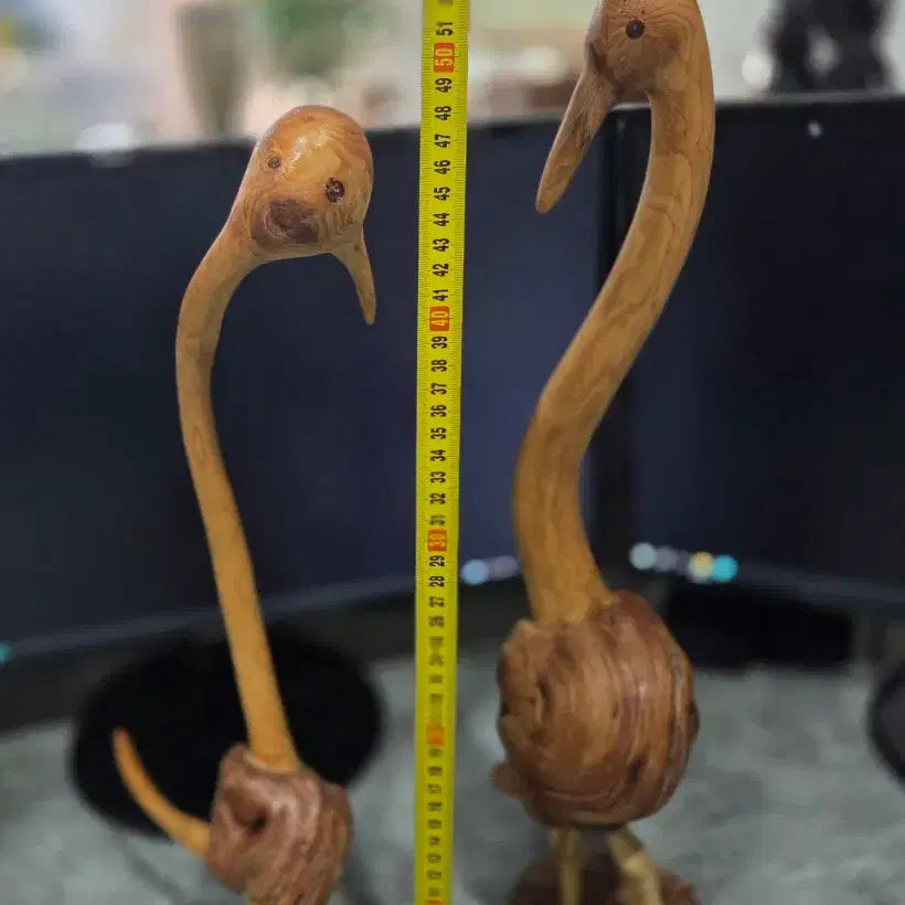 [BUNJANG] Wooden Bird Pair Sculpture / 원목 나무 조각상 새 한 쌍  일괄