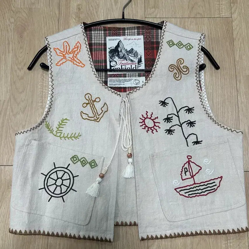 [BUNJANG] Penfield Embroidered Linen Vest (Size S) / 펜필드 자수 린넨 베스트 S