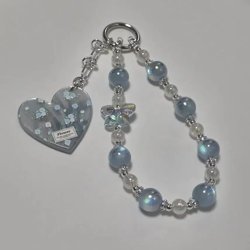 [SOLD OUT] 하트 비즈 키링 핸드폰 스트랩 심플 블루