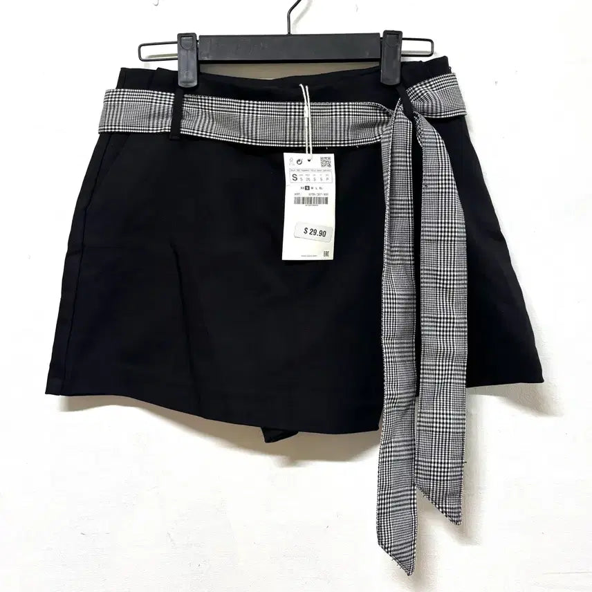[SOLD OUT] ZARA 블랙 체크 벨트 치마바지