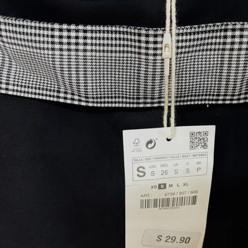 [SOLD OUT] ZARA 블랙 체크 벨트 치마바지
