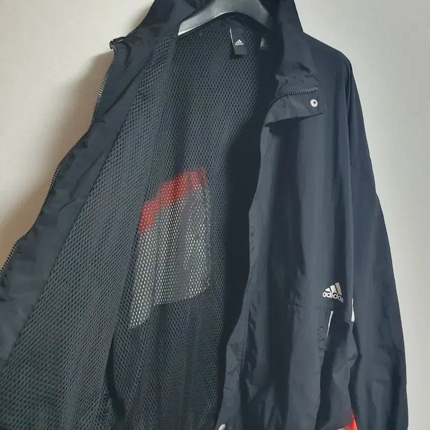 [BUNJANG] Adidas Colorblock Windbreaker Jacket Black XL / 아디다스 바람막이 오버핏 컬러블록 윈드자켓 블랙 XL
