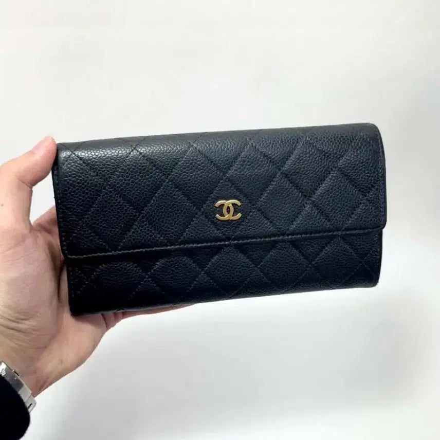 [BUNJANG] Chanel Caviar Gold Trim Long Wallet / 샤넬 캐비어 금장 장지갑