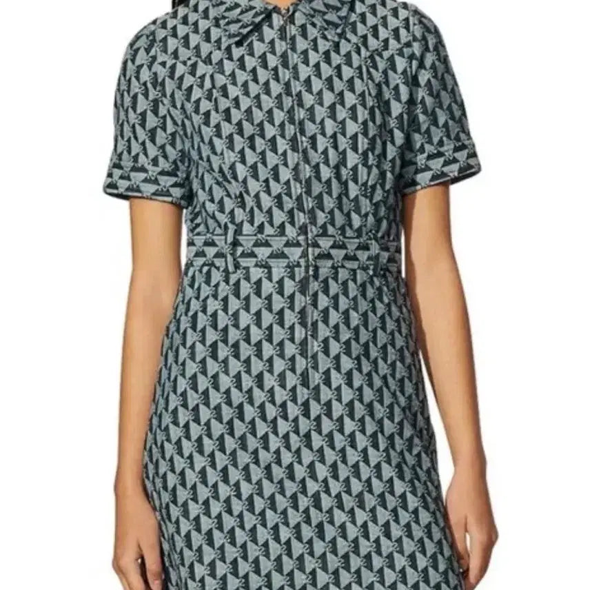 [BUNJANG] Sandro Monogram Blue Dress / 산드로 블루 모노그램 드레스