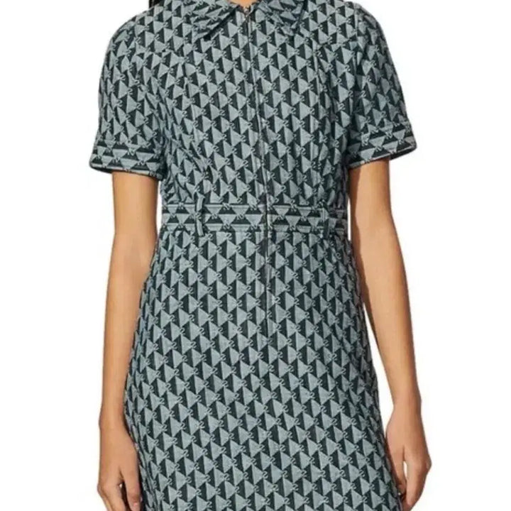 [BUNJANG] Sandro Monogram Blue Dress / 산드로 블루 모노그램 드레스