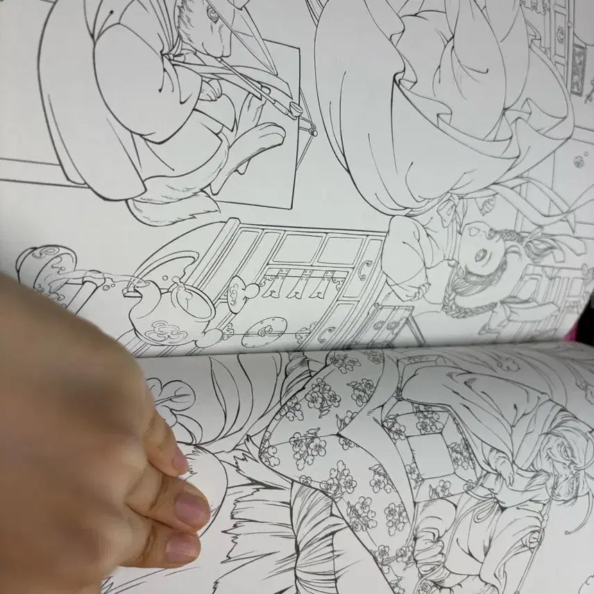 [BUNJANG] Black Obsidian Hanbok Coloring Book / 동양풍 흑요석 물들이다 한복 동화 컬러링북