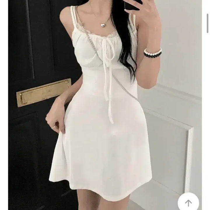 [BUNJANG] Ablly White Lace Mini Dress / 에이블리 화이트 끈 미니 원피스