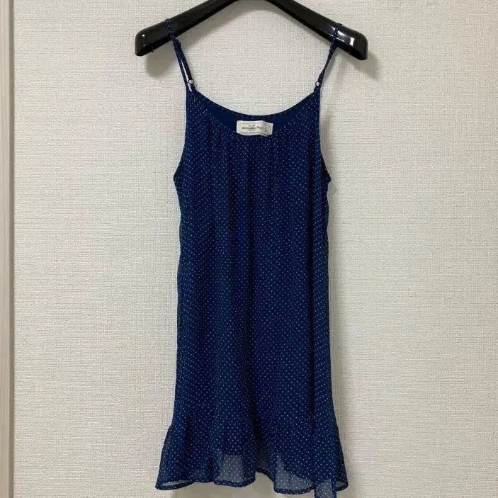 [BUNJANG] Navy Dot Ruffle Mini Dress / 네이비 도트 캉캉 미니 원피스
