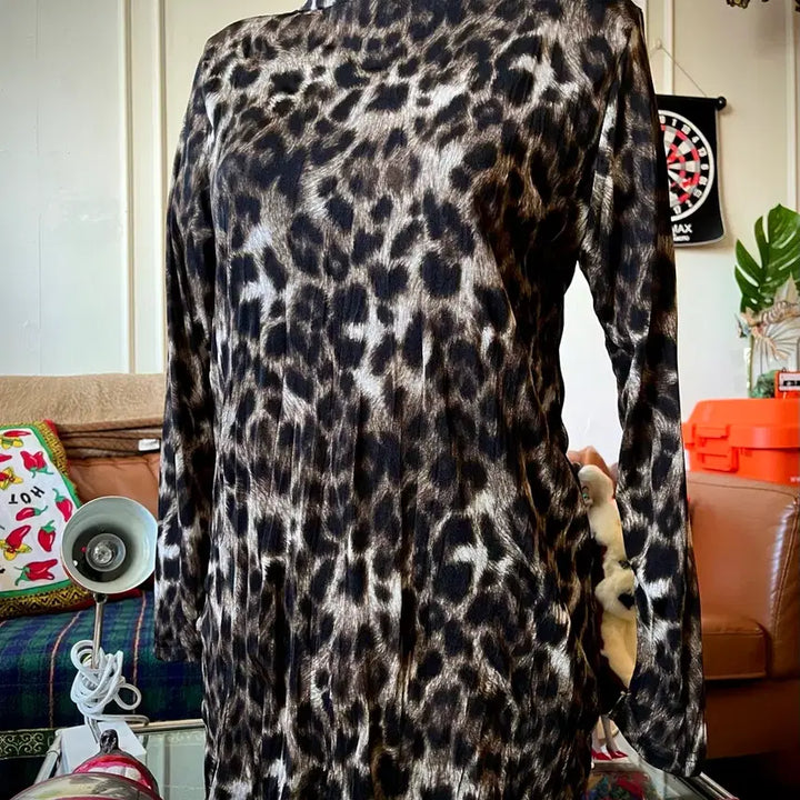 [BUNJANG] Vintage Leopard Print High-Neck Top / JPN 일본 빈티지 레오파드 호피 패턴 하이넥 탑