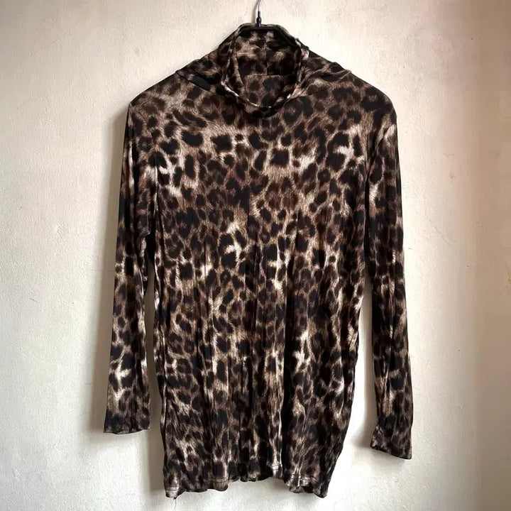 [BUNJANG] Vintage Leopard Print High-Neck Top / JPN 일본 빈티지 레오파드 호피 패턴 하이넥 탑