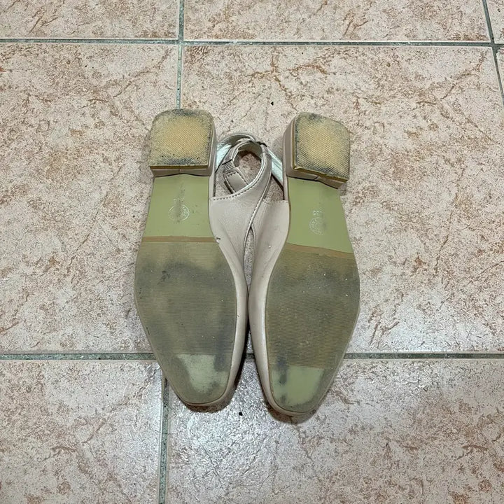 [BUNJANG] Pink Beige Slingback Flat Shoes / 핑크베이지 슬링백 플랫구두