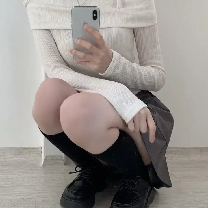 [BUNJANG] Ablie Ribbon Tie Off-Shoulder Top / 에이블리 리본 끈 오프숄더 아이보리 색상