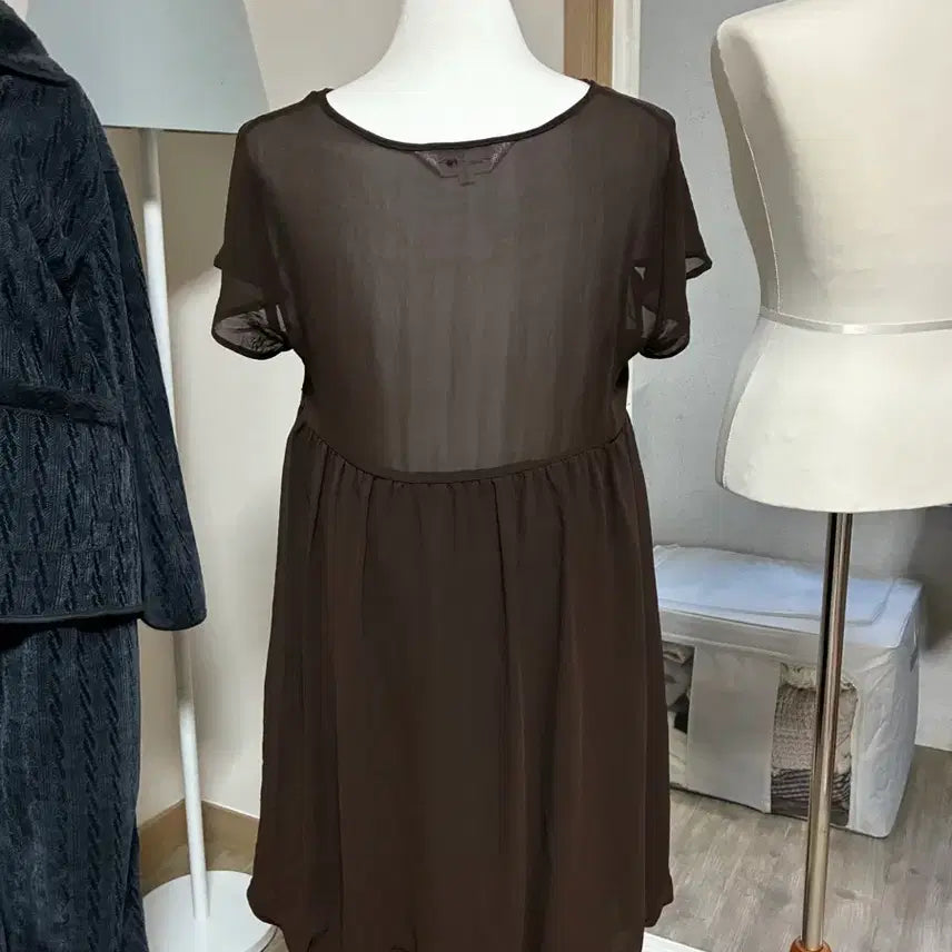 [BUNJANG] Vintage Brown Chiffon Dress / 브라운 쉬폰 원피스