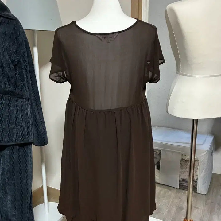[BUNJANG] Vintage Brown Chiffon Dress / 브라운 쉬폰 원피스