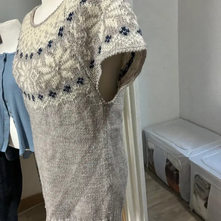 [BUNJANG] Nordic Pattern Short Sleeve Knit Top / 노르딕 패턴 반팔 니트