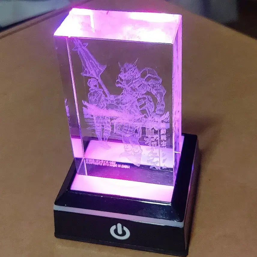 [BUNJANG] Mobile Suit Gundam: Iron-Blooded Orphans 3D Crystal Cube with Touch LED Stand / 철혈의 오펀스 3D 크리스탈 큐브 + 터치 LED 거치대 팝니다