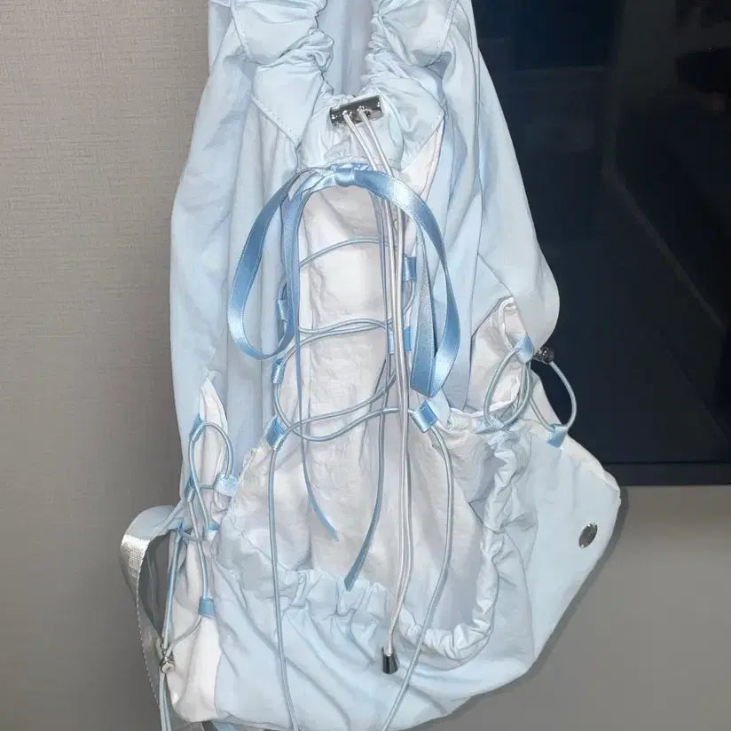 [BUNJANG] Blue Drawstring Backpack / 파란색 드로우 스트링 가방