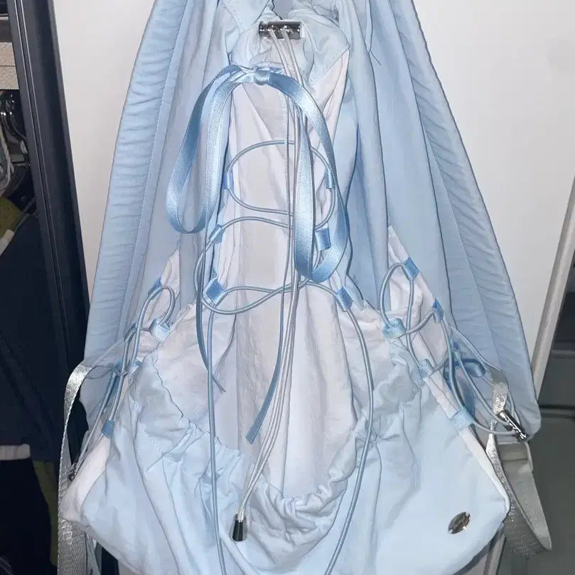[BUNJANG] Blue Drawstring Backpack / 파란색 드로우 스트링 가방