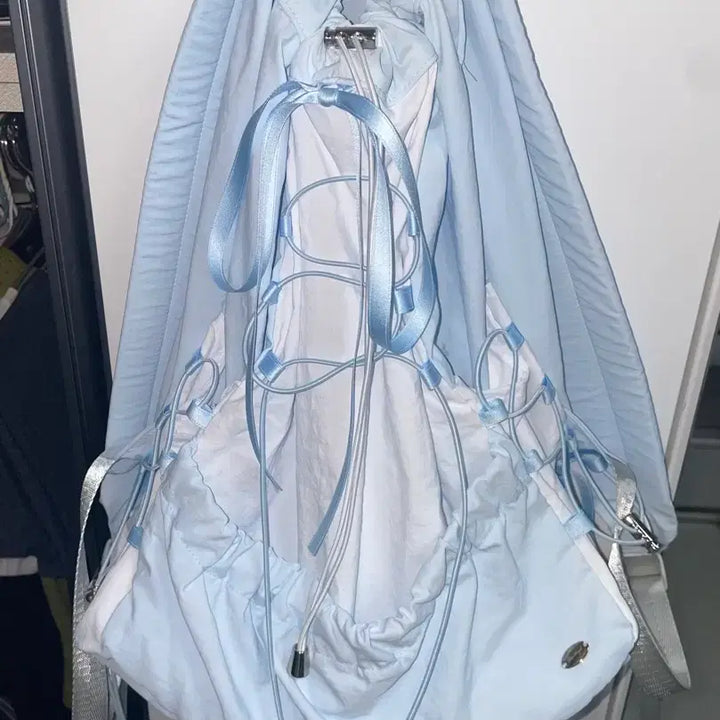 [BUNJANG] Blue Drawstring Backpack / 파란색 드로우 스트링 가방