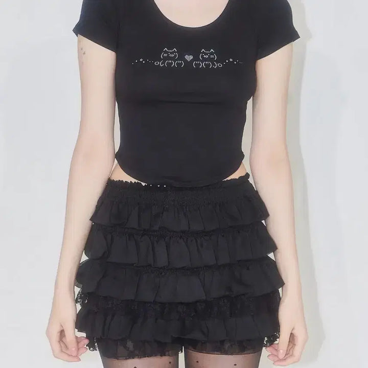 [BUNJANG] Illygo Ruffle Skirt Pants Black / 일리고 캉캉 프릴 스커트 팬츠 블랙