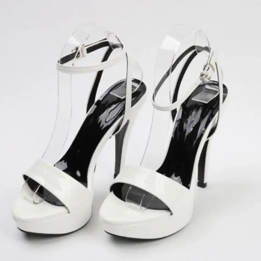 [BUNJANG] Enamel Platform Stiletto Strap Sandal Heels / 에나멜 가보시 스틸레토 스트랩 샌들힐