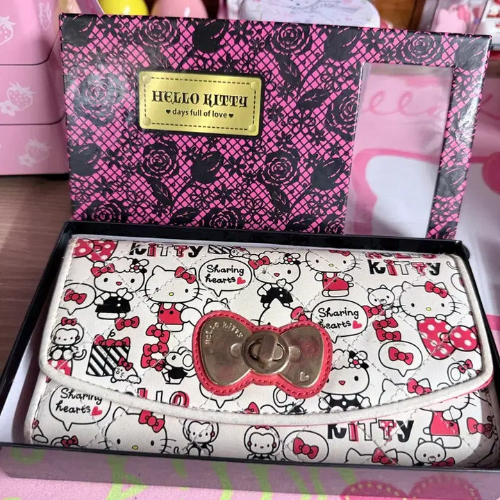 [BUNJANG] Vintage Hello Kitty Quilted Long Wallet / 고전 키티 장지갑