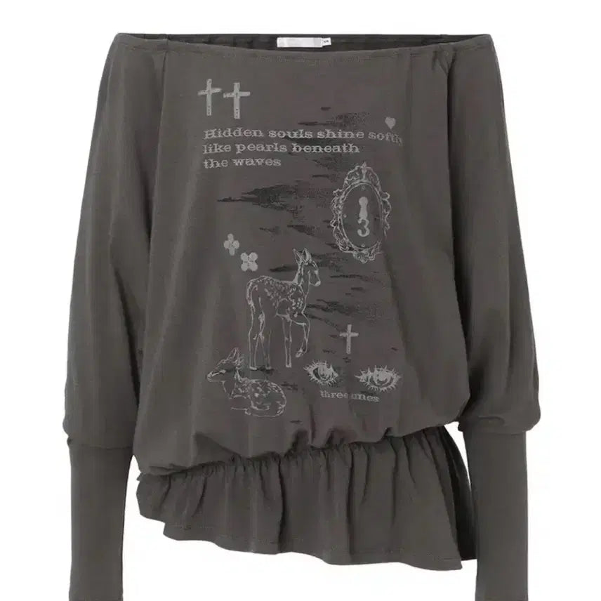 [BUNJANG] 3 Times Bambi Top Charcoal S / 쓰리타임즈 밤비탑 차콜 S