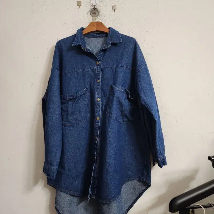 [BUNJANG] Denim Long Shirt / 데님 롱 셔츠 청남방