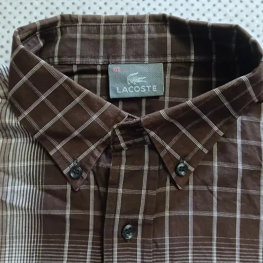 [BUNJANG] Lacoste Brown Check Long Sleeve Shirt / 라코스테 브라운 체크 긴팔 셔츠