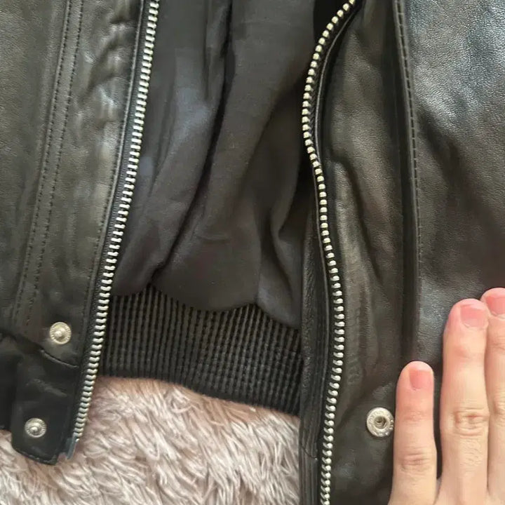 [BUNJANG] Unspecified Brand Lambskin Leather Jacket / 양 가죽 자켓 L(블루종)