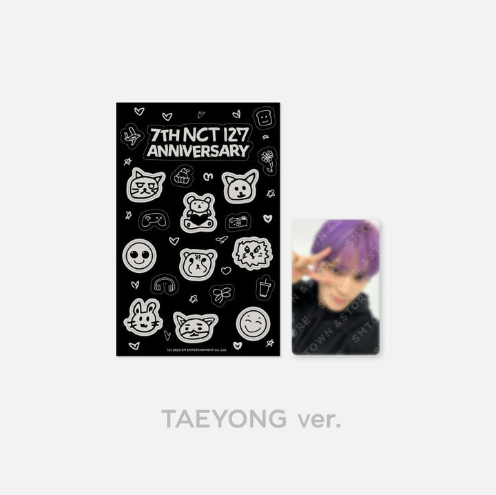NCT 127 - "7th Anniversary Glow-In-The-Dark" Official Sticker &amp; Photocard Set - HALLYUSUPERSTORE