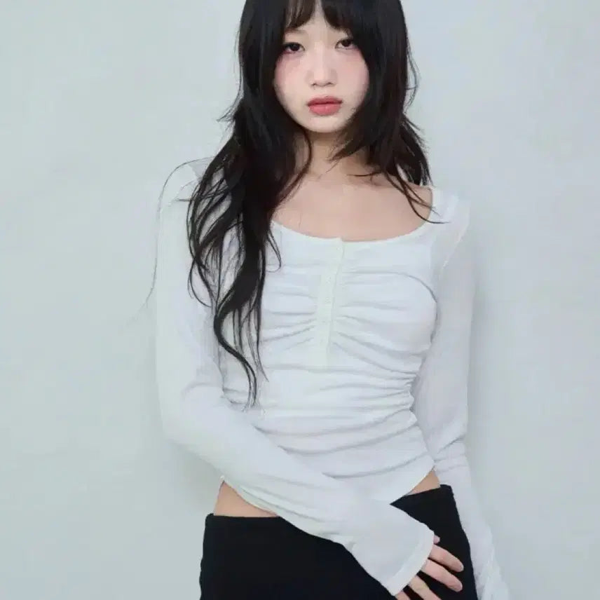 [SOLD OUT] 레이즈미야 페이 소프트 셔링 탑 화이트