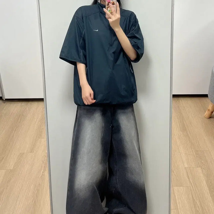[SOLD OUT] 나이키 스우시 아노락 하프집업 반팔 바람막이 자켓