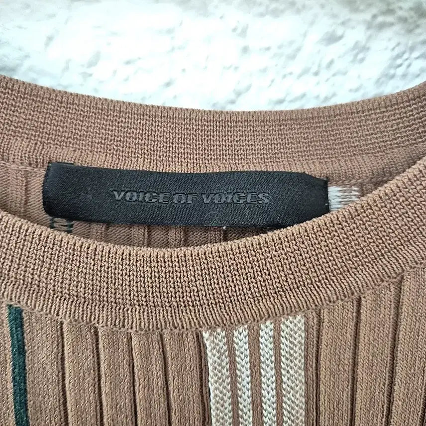 [BUNJANG] Vov Striped Knit Long Dress / 보브vov 골지 스트라이프 반팔 니트 롱 원피스