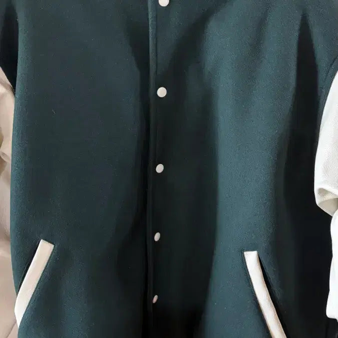 [BUNJANG] Minimalist Oversized Stadium Jacket Dark Green L / 미니멀 오버핏 스타디움 자켓 다크그린 L