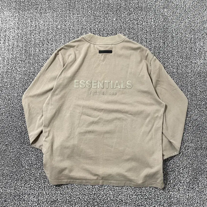 [BUNJANG] Fear of God Essentials Long Sleeve T-Shirt Oatmeal Taupe Vintage / 빈티지9. 피어오브갓 에센셜 롱 슬리브 긴팔 티셔츠 맨투맨 오트밀 토프
