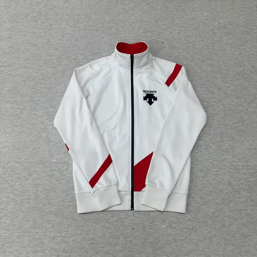 [BUNJANG] Descente White/Red Jersey Track Jacket / 데상트 화이트/레드 져지 트랙 자켓