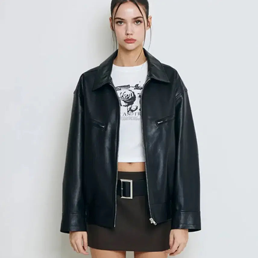 [BUNJANG] Not Your Rose Oversized Leather Jumper / [낫유어로즈] 오버핏 레더 점퍼- m