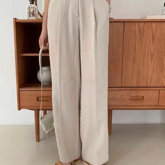 [SOLD OUT] (사이즈 미스 새상품) 도매택 세러데이 연베이지 린넨 팬츠