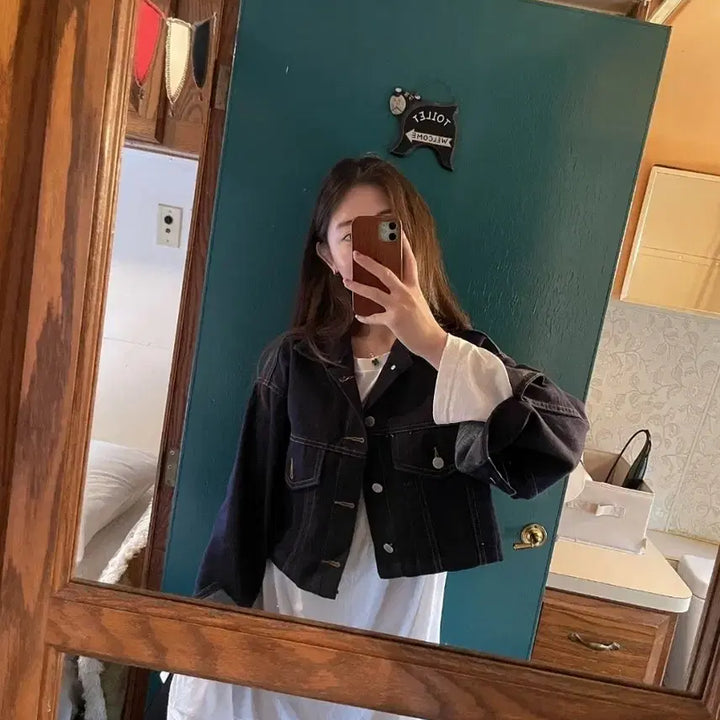 [BUNJANG] Courgette Denim Crop Jacket / 코제트 데님생지크롭자켓 청자켓 온드민 샵모도 온스 게드 타낫 퍼빗 미네트