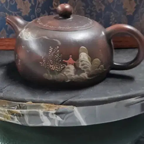 [BUNJANG] Goryeo Dynasty Celadon Landscape Pattern Teapot Set Antique Collectible / 고경주 노료 자사 산수루각 도란문 호 세트 자사호 골동품 수집품