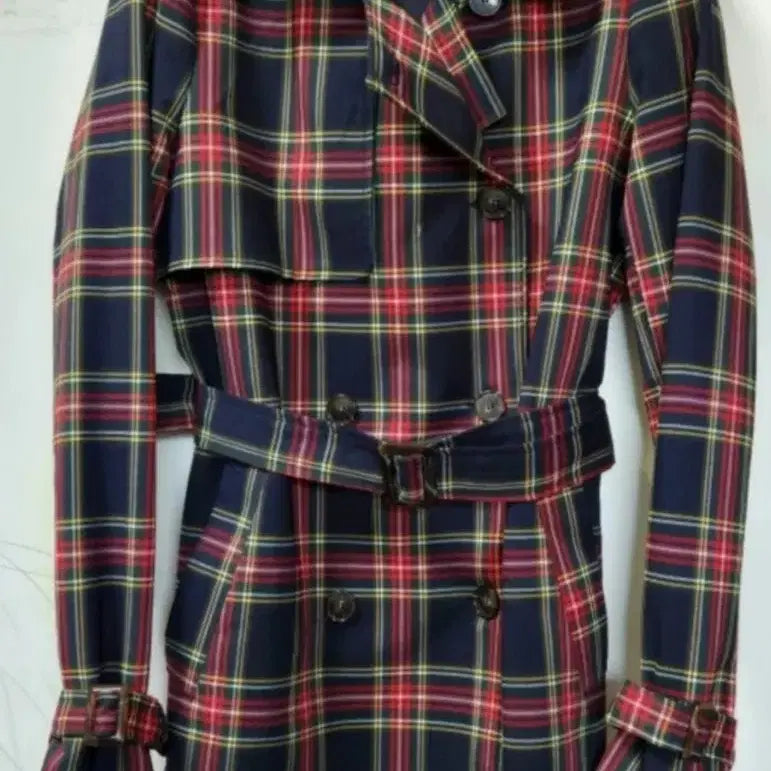 [BUNJANG] D&amp;G Check Pattern Trench Coat / D&amp;G체크 패턴 벨트 트렌치 코트