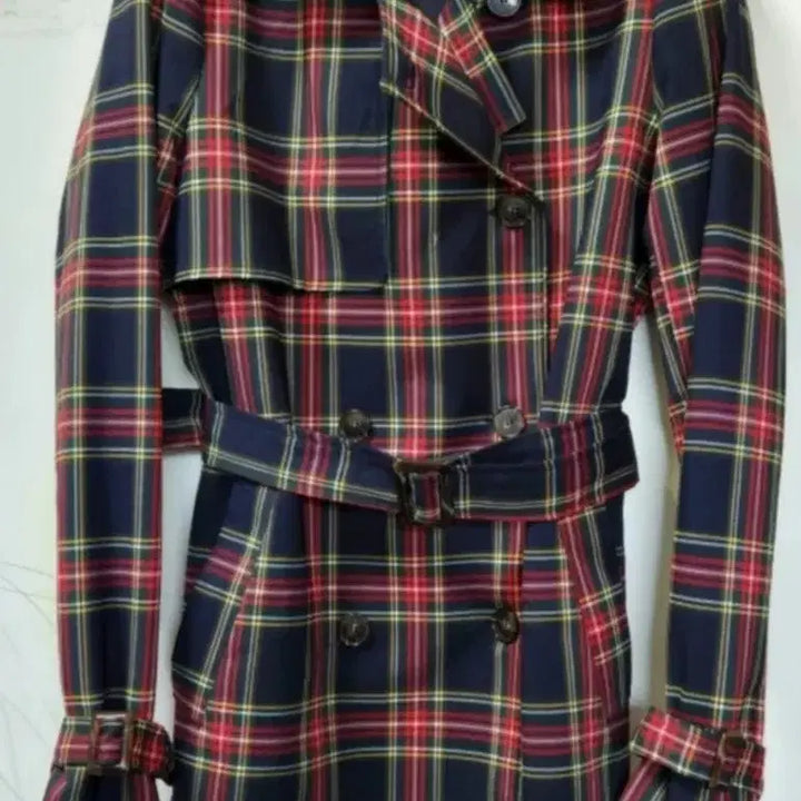 [BUNJANG] D&amp;G Check Pattern Trench Coat / D&amp;G체크 패턴 벨트 트렌치 코트