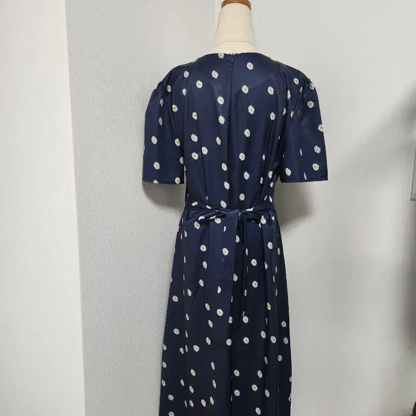 [BUNJANG] Navy Daisy Wrap Long Dress XL / 네이비 데이지 랩 원피스 XL