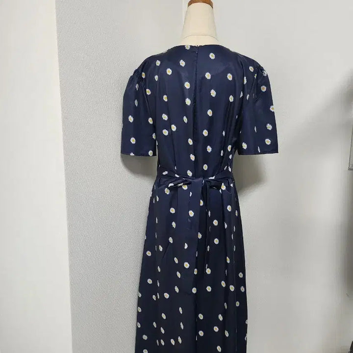 [BUNJANG] Navy Daisy Wrap Long Dress XL / 네이비 데이지 랩 원피스 XL