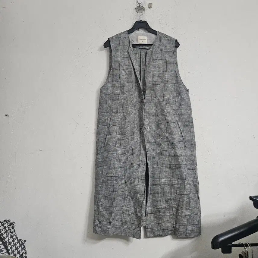 [BUNJANG] Olivia Lauren 100% Wool Check Long Vest / 올리비아로렌마100%체크 롱 조끼
