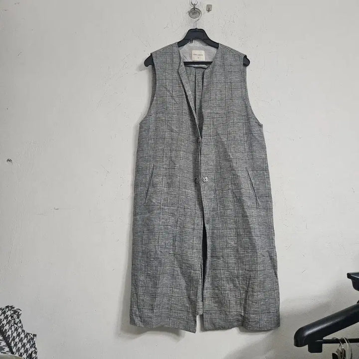 [BUNJANG] Olivia Lauren 100% Wool Check Long Vest / 올리비아로렌마100%체크 롱 조끼
