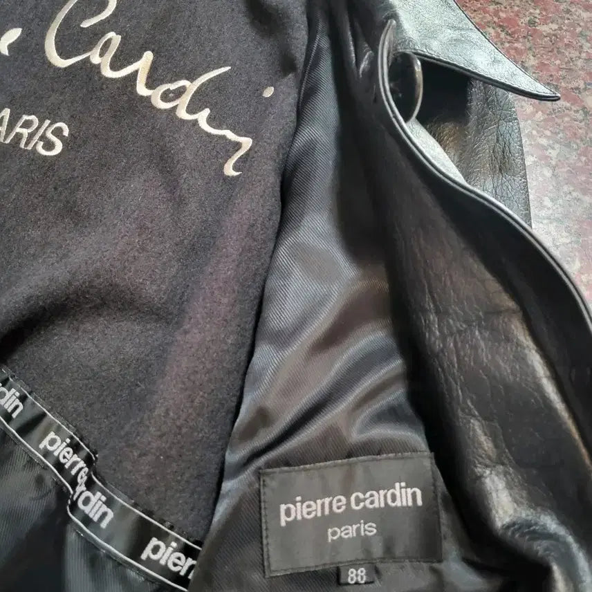 [BUNJANG] Pierre Cardin Black Leather Coat / 피에르가르뎅 가죽 코트 90